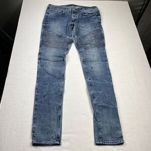 Pacsun Mens Stacked Skinny Jeans Blue Denim Slim Fit Stretch Zip Up Size 31 x 32